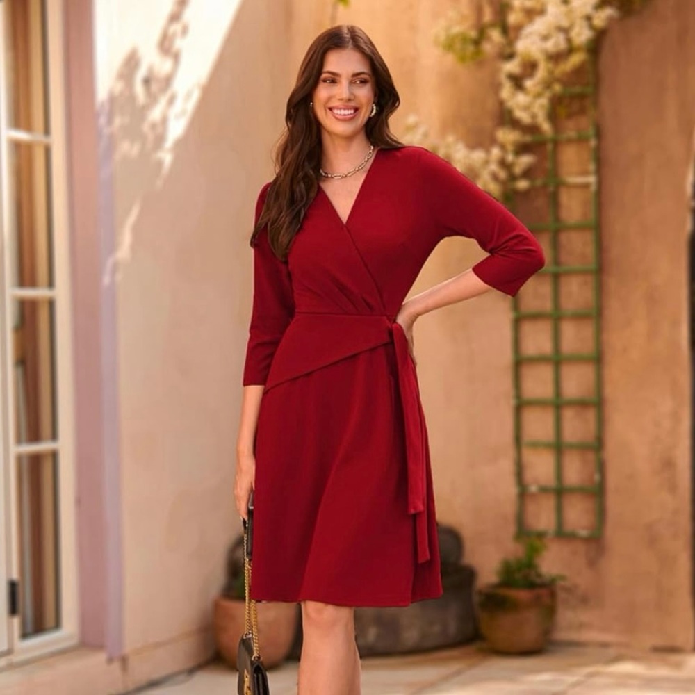 Women’s Cocktail V Neck Dress - Picture 2 of 5